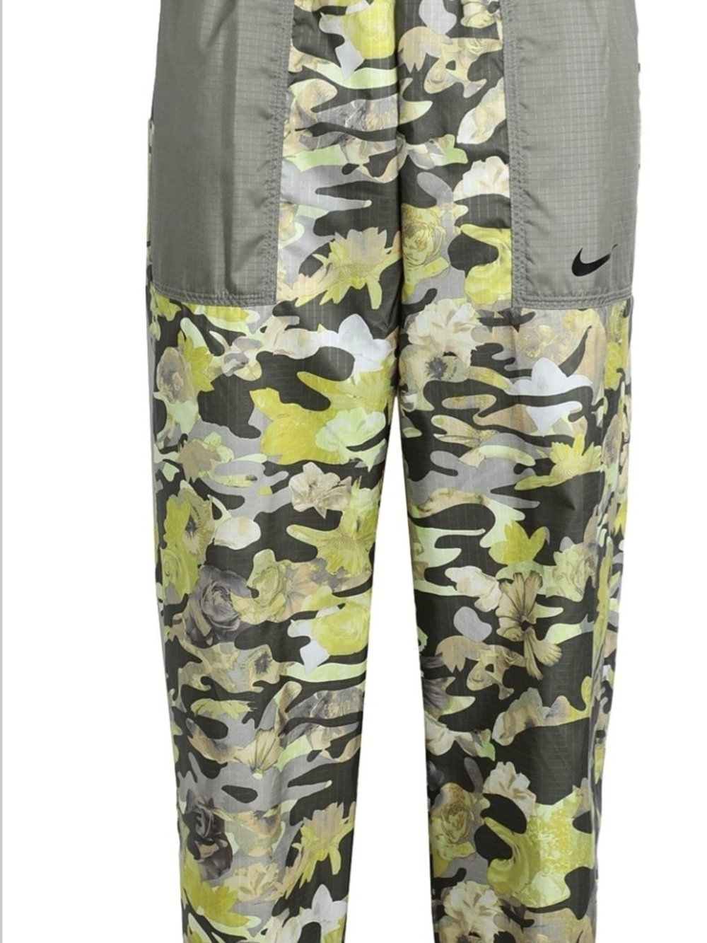 Nike Olive Gray & Yellow Floral Camo Hi-waisted Patch Pockets Jogger Track Pants